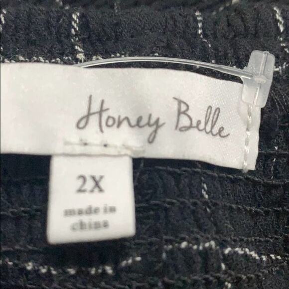 NWT HONEY BELLE BLACK & WHITE PEPLUM TOP‎ SIZE 2X - Picture 4 of 5